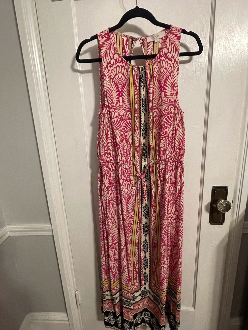 LOFT Pink and Yellow Printed Dress